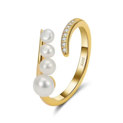 Alya Open Pearl Ring - Gold