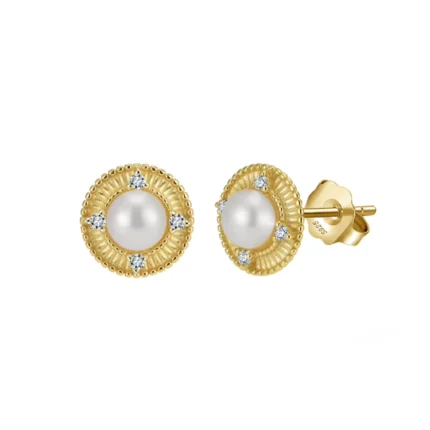 Dalia Pearl Radiance Studs - Gold