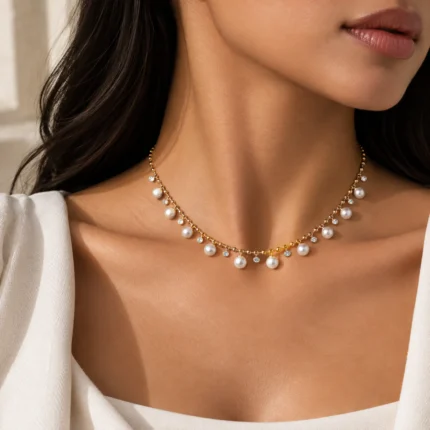 ⁦Lina Pearl Cascade Necklace⁩ - الصورة ⁦2⁩