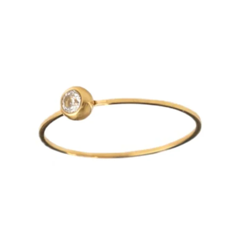 gold ring, stainless steel, zircon, elegant ring, daily jewelry