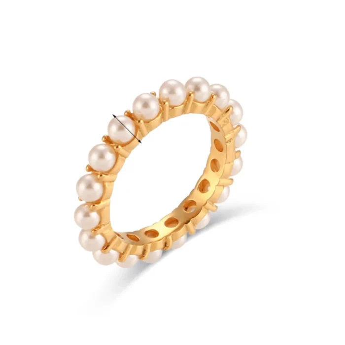 pearl ring, freshwater pearl, feminine jewelry, gold plated